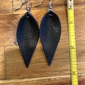Black leather earrings
